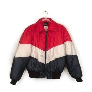 Vintage Red White & Blue Ski Puffer Jacket Size après ski style